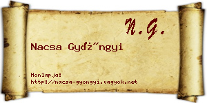 Nacsa Gyöngyi névjegykártya